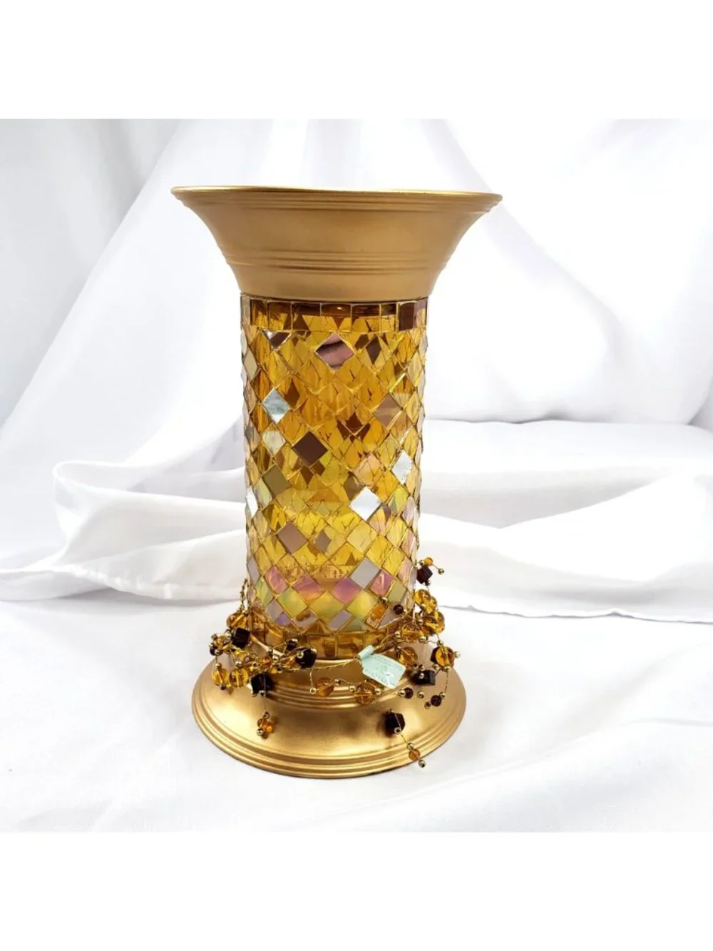 Partylite P9903 Gold Mosaic Column Candle Holder 9
